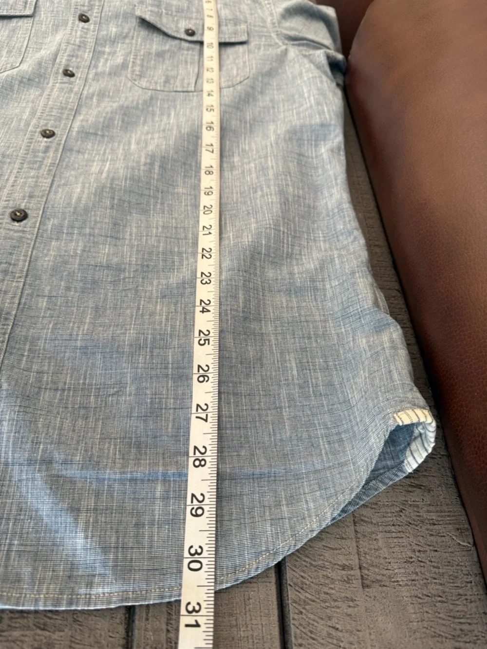 Banana Republic Light‎ Blue Striped Utility Shirt 16-16 1/2. 100% Cotton